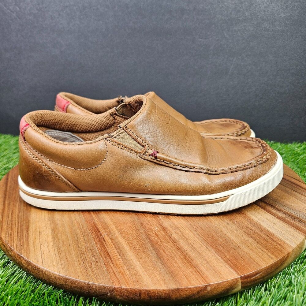 Womens Twisted X Slip on Kicks Leather Burnished Casual Shoes Brown 7.5 M